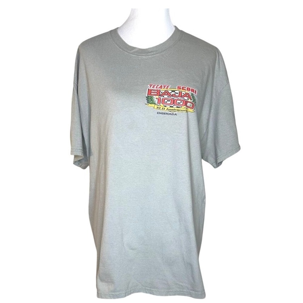 Vintage 2009 Tecate Score Baja 1000 XLII Anniversary T-Shirt Gray Course Map L